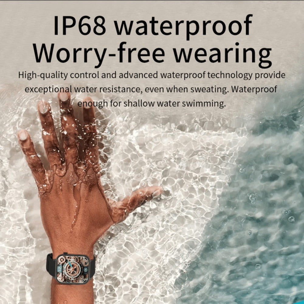 IP68 Waterproof Swimming Smartwatch Bluetooth Calling HD Display Music Control Sleep Health Monitor Long Battery Multi-Sport Modes iOS Android Compatible – Jet Black Blush Pink Silver Round