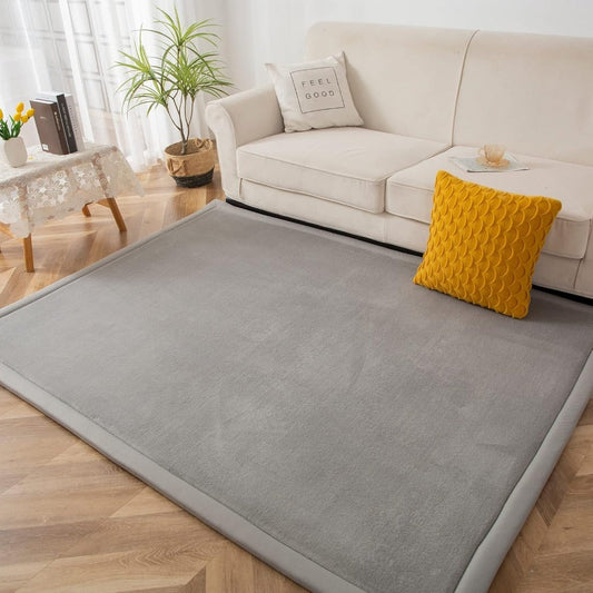 Memory Foam Area Rug Tatami Mat Non-Slip Coral Velvet Floor Mat for Living Room Bedroom Kids Playroom Yoga — Multiple Sizes & Colors