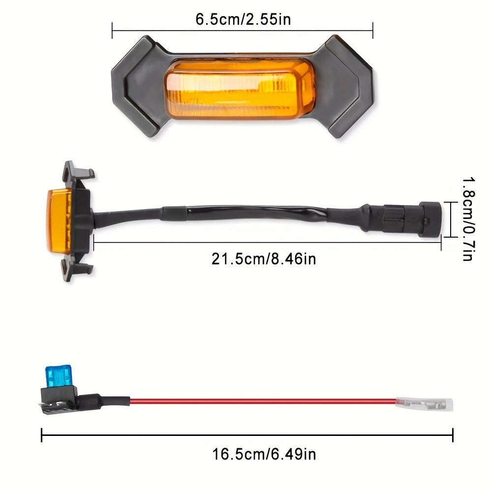 Grille LED Lights 4pcs - Amber Yellow 12V Front Grille Decorative Lights, Black Shell, Universal Fit for Toyota, Pickup Trucks & Off-Road Vehicles