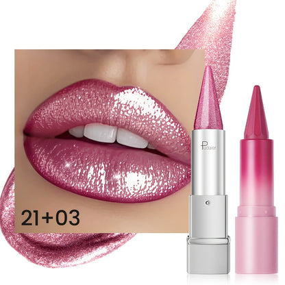 Lipstick Set 2pcs for Women — Highly Pigmented Waterproof Matte & Metallic Shimmer Lip Color Combo with Pointed-Tip Precision, Long-Lasting Full Coverage Beauty Gift