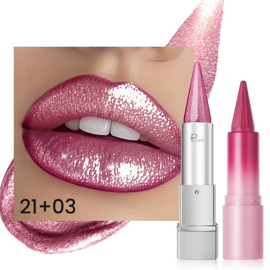 Lipstick Set 2pcs for Women — Highly Pigmented Waterproof Matte & Metallic Shimmer Lip Color Combo with Pointed-Tip Precision, Long-Lasting Full Coverage Beauty Gift