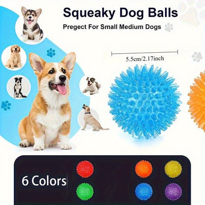 Dog Toy 12-Pack Random-Color Textured Rubber Squeaky Balls for Small and Medium Dogs, No Battery