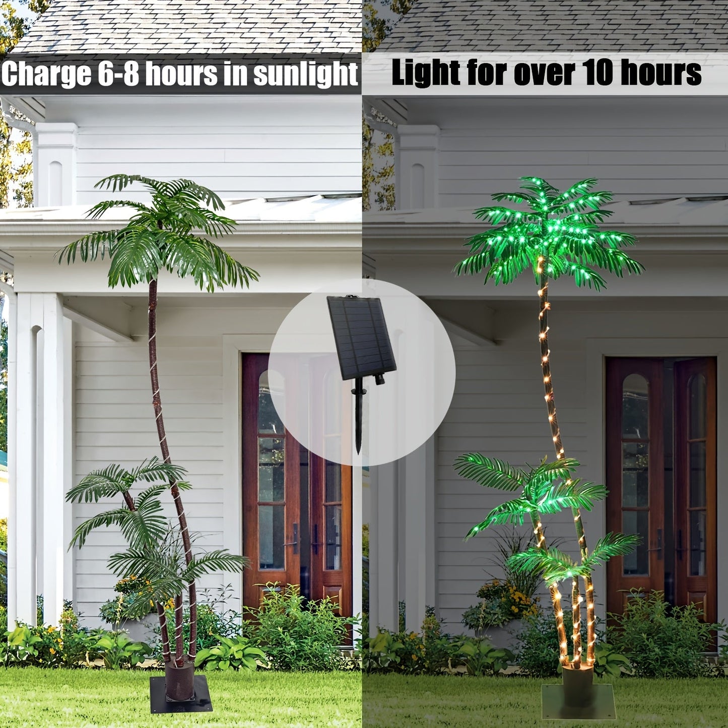 Seven-Foot Solar Palm Tree Light with 260 LEDs, Three Trunks, Remote Control and Eight Modes