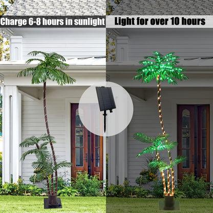 Seven-Foot Solar Palm Tree Light with 260 LEDs, Three Trunks, Remote Control and Eight Modes