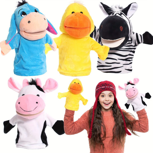 Hand Puppets Set 4pcs Plush Animal Puppets for Kids, Educational Storytelling Toy for Theatrical Performances, Nursery & Classroom, Fosters Creativity & Joy, Birthday Gift for Toddlers Boys Girls