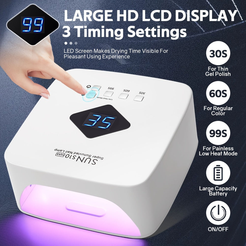Rechargeable UV LED Nail Lamp 30 Beads – Professional Gel Nail Curing Light Cordless with 3 Timer Settings | Fast Curing Nail Dryer for Home & Salon, Compatible All Gel Polish