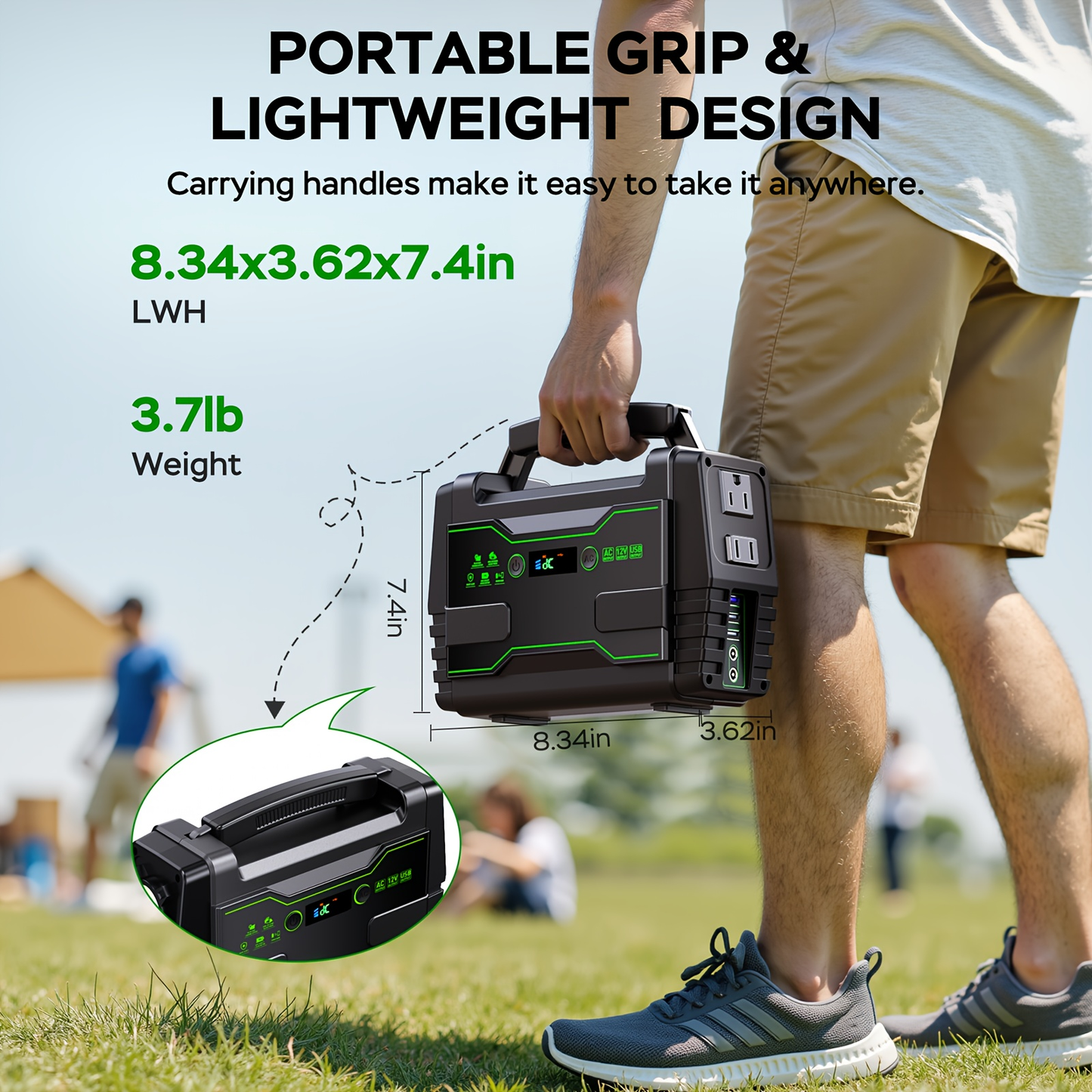 Portable Power Station 155WH/222WH with Solar Panel Option - Solar Generator, Lithium Battery Pack, AC Outlet, USB, LED Light for Camping, RV, Home Emergency Backup, Laptop, Outdoor Use