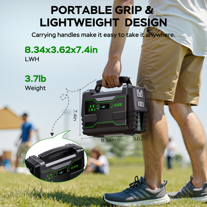 Portable Power Station 155WH/222WH with Solar Panel Option - Solar Generator, Lithium Battery Pack, AC Outlet, USB, LED Light for Camping, RV, Home Emergency Backup, Laptop, Outdoor Use