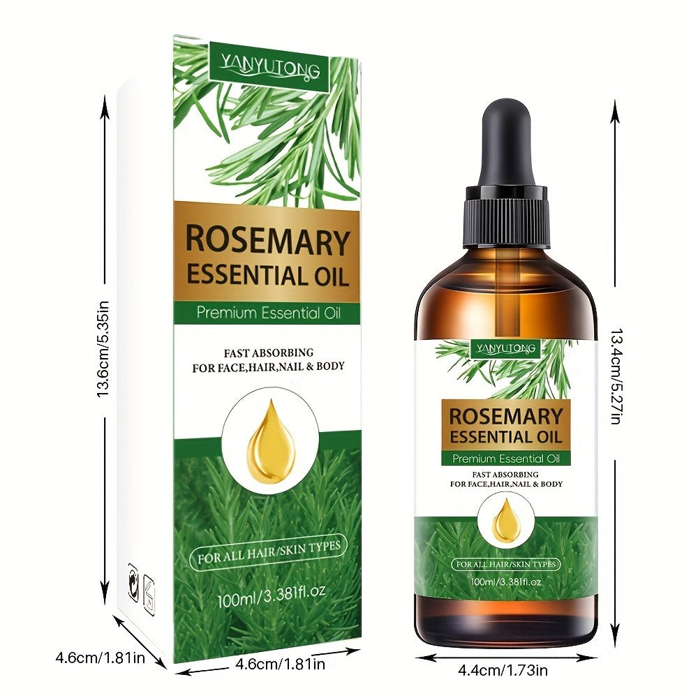 Rosemary Essential Oil Set with Three 100mL Amber Dropper Bottles for Home Fragrance and DIY Scent Projects