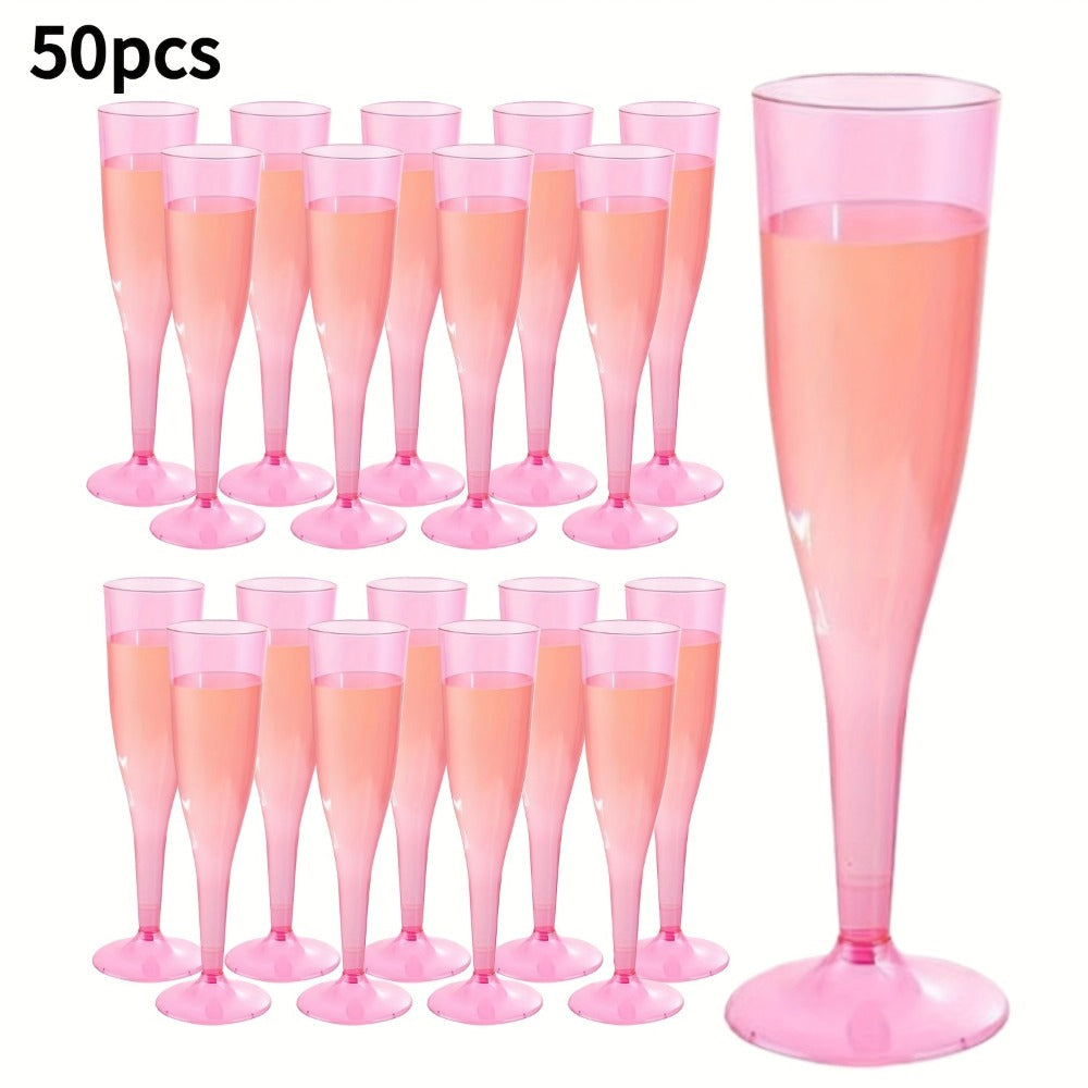 Pink Plastic Champagne Glasses Disposable 25 50 Pack – BPA-Free PS Mimosa Cups Pink Plastic Wine Glasses for Wedding Bridal Shower Cocktail Party Outdoor Events