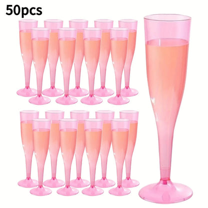 Pink Plastic Champagne Glasses Disposable 25 50 Pack – BPA-Free PS Mimosa Cups Pink Plastic Wine Glasses for Wedding Bridal Shower Cocktail Party Outdoor Events