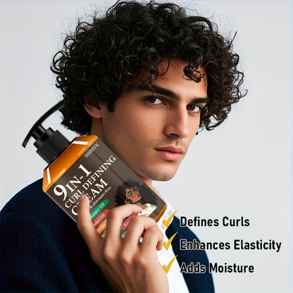 280ml 9-in-1 Curl Defining Cream in Pump Bottle with Pictured Botanical Ingredient Blend for Wavy Hair