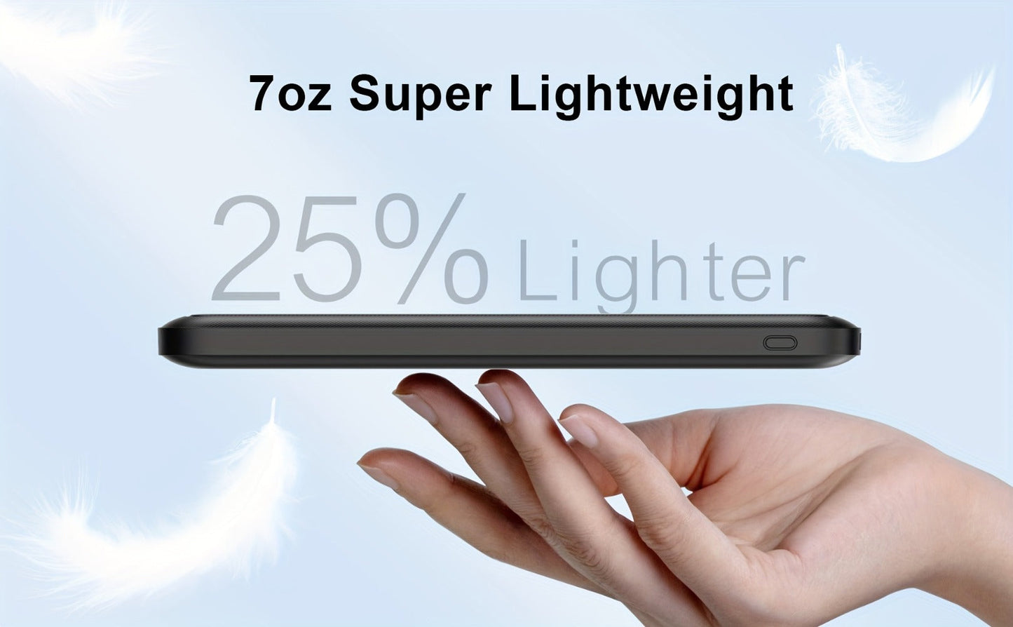 Power Bank 10000mAh 5V/2A for Heated Clothing with USB-C Input/Output in Black or White Battery Pack