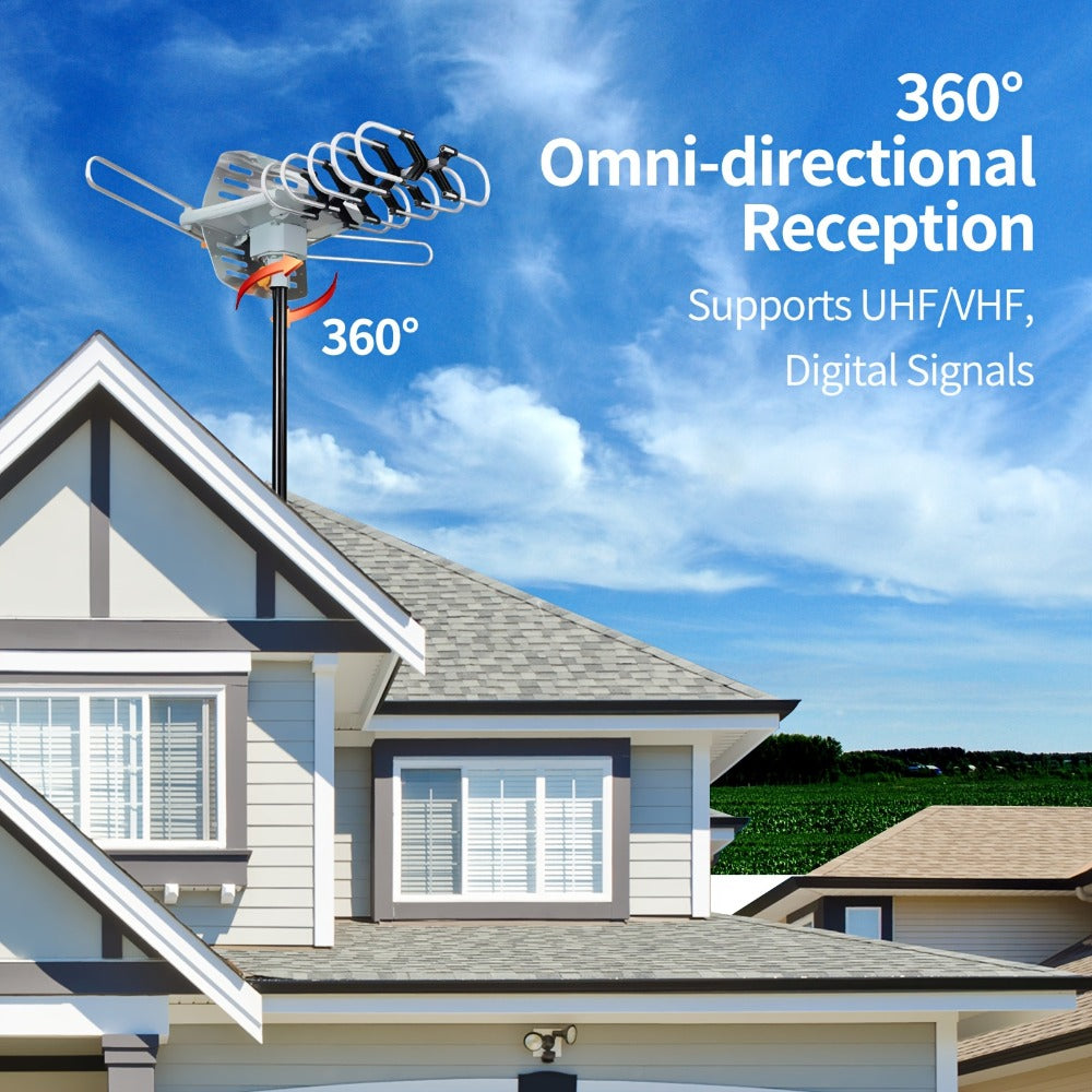 Installation Rod Outdoor TV Antenna 150 Mile Range – 2026 Long Range 4K 1080p HD, VHF UHF Signal, Weather Resistant, Easy Attic & Rooftop Mounting, Smart TV Compatible