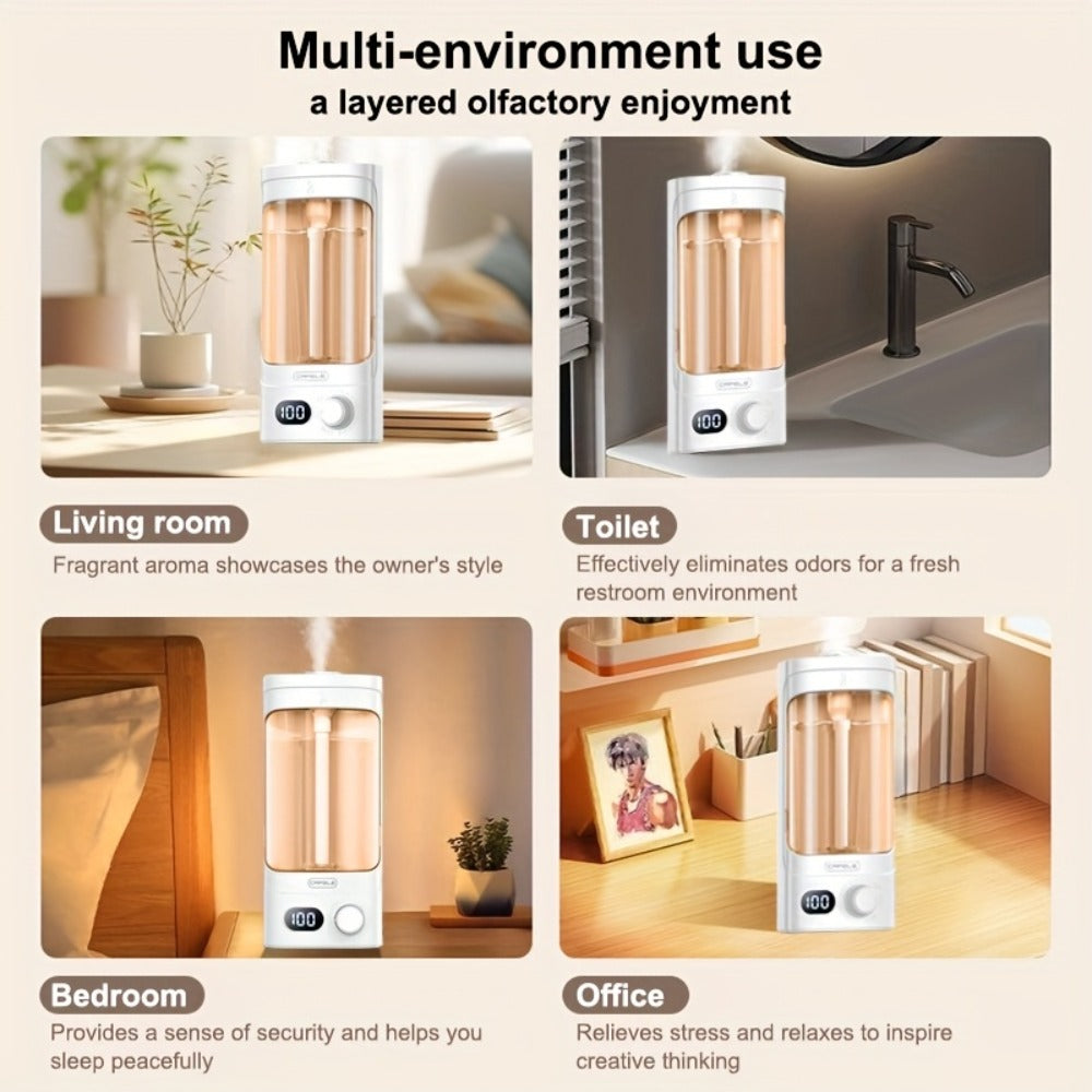 300ml Rechargeable Essential Oil Diffuser with Numeric Display, 100-Level Control Label and One Oil Bottle