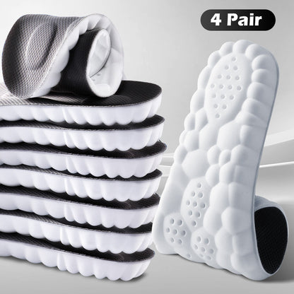 Four-Pair Cushion Shoe Insoles in Orange, Grey or Black with EU35-50 Size Options for Daily Footwear