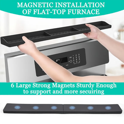 Magnetic Stove Shelf Kitchen Organizer, 30-Inch Silicone Spice Ledge with Eight Embedded Magnets