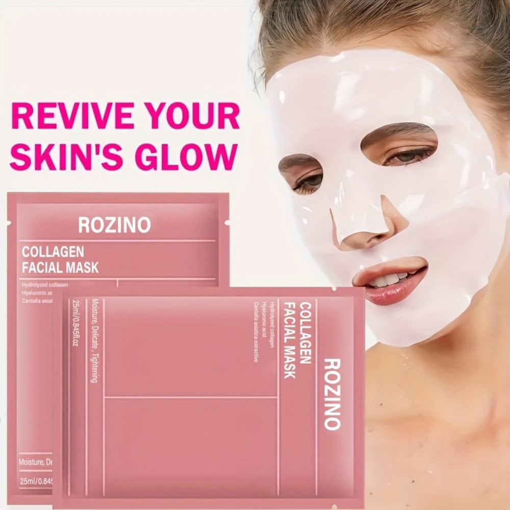 Face Mask, ROZINO 15-Piece Collagen Sheet Assortment with Bio-Collagen and Kojic Acid Turmeric Packets