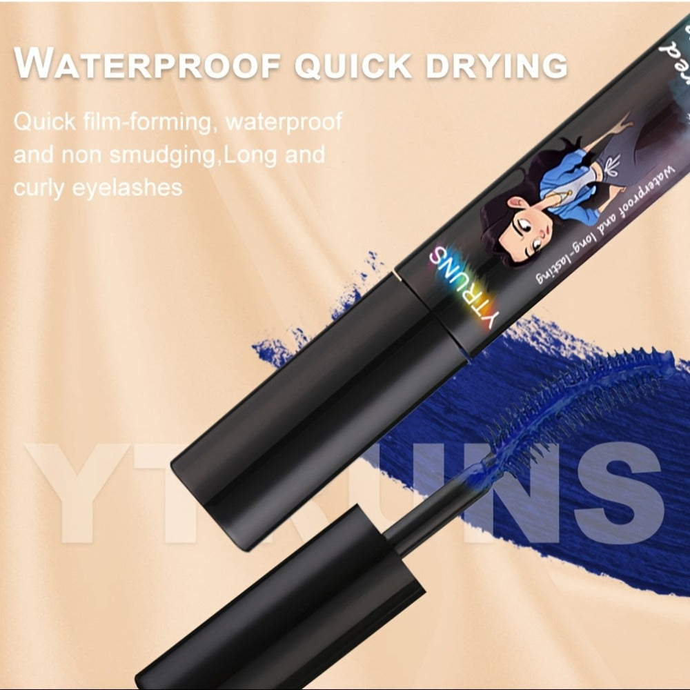 YTRUNS Colored Mascara in Six Shades from White and Brown to Black, Green, Blue or Purple with Curved Wands