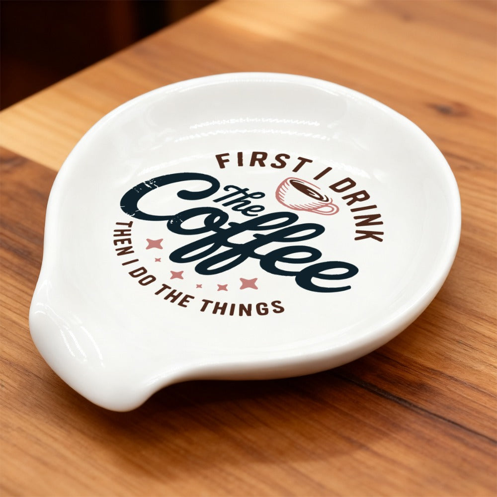 Ceramic Spoon Rest Funny Coffee Quote – "A Cup of No Return" Ceramic Utensil Holder for Coffee & Tea Spoons, Cute Spoon Holder for Kitchen Counter, Cafe Decor, Perfect Coffee Lover Gift