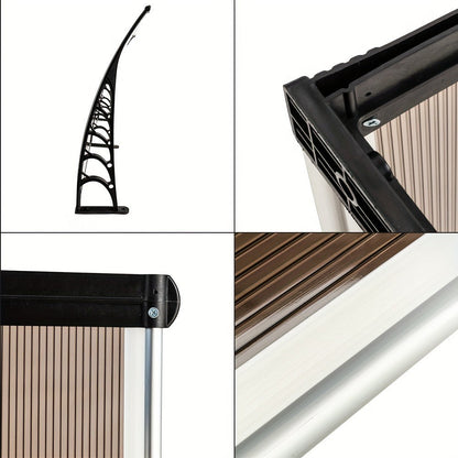 Door Window Awning Canopy 120x38 Inch Polycarbonate Rain Sun UV Snow Shield with Aluminum Bracket Easy Install Outdoor Porch Patio Entrance Shelter