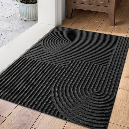 Non-Slip Door Mat Geometric Entryway Rug Indoor Outdoor Low Profile Floor Mat for Front Door Patio Home Decor