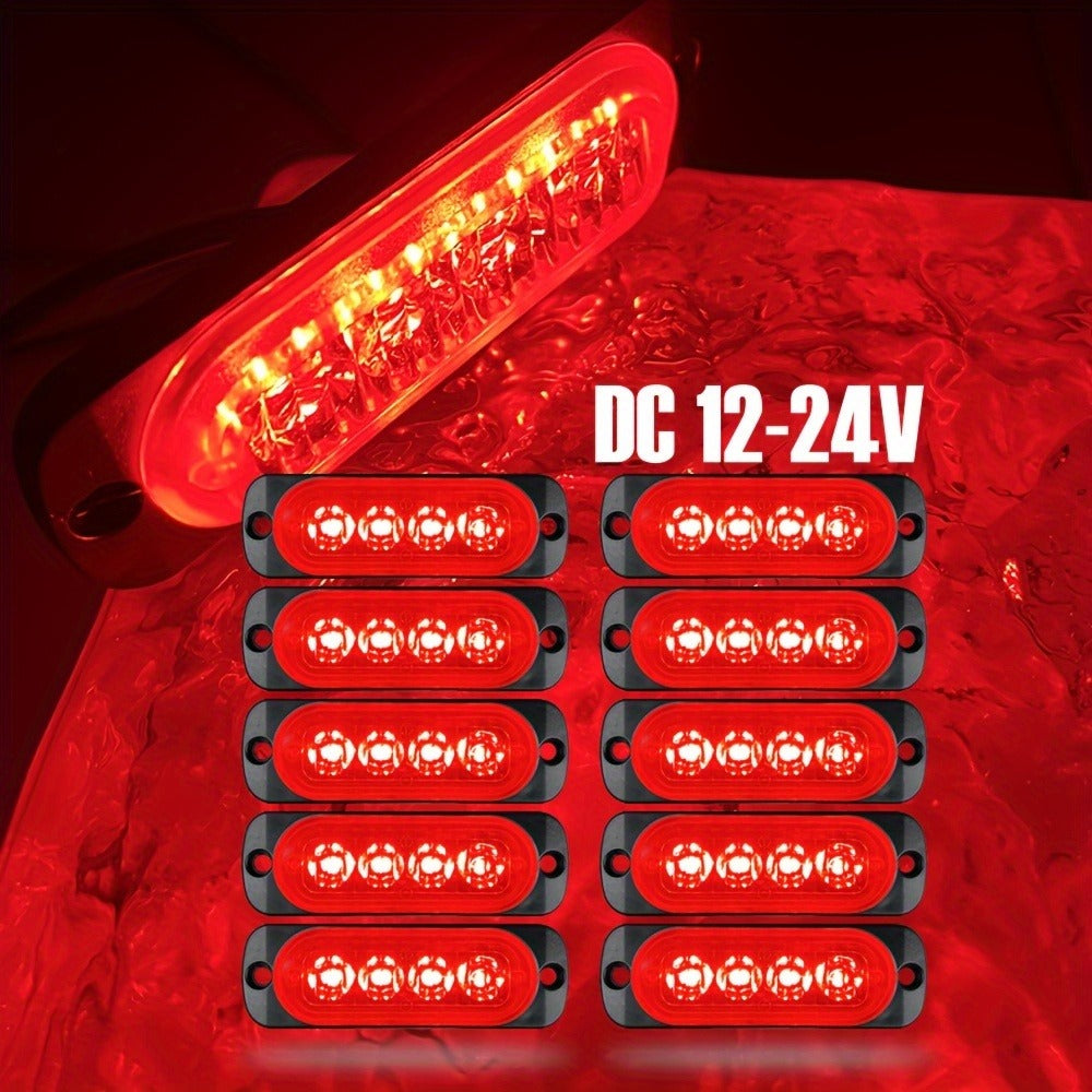 10pcs Universal LED Marker Lights for Trucks Cars 12V-24V Upgraded Clearance Side Marker Indicator Lamps, White Amber Red Options for Trailers RVs Pickups Heavy Duty Vehicles