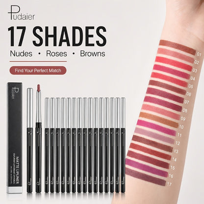 Matte Lip Liner Pencil with Eleven Numbered Checkout Shades from 01 to Color #17 for Defined Lip Looks