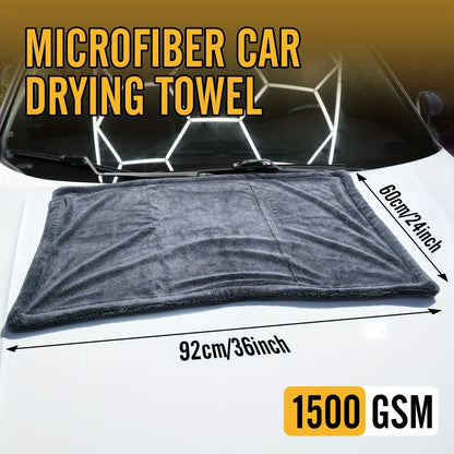 Car Drying Towel in 24 x 36-Inch 1500 GSM Edgeless Microfiber, Available as One or Two Pieces