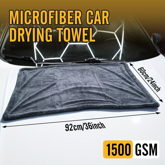 1500GSM Edgeless Car Drying Towel 24"x36" – 70/30 Twisted Loop Microfiber for Cars, Trucks & SUVs, Streak-Free