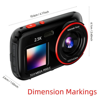 Vintage CCD Digital Camera 72MP 2.5K Vlogging Camera 16X Zoom Auto Focus Dual Screen 32GB Card Retro Compact Camera for Teens Beginners Travel Photography Gift for Girls Boys