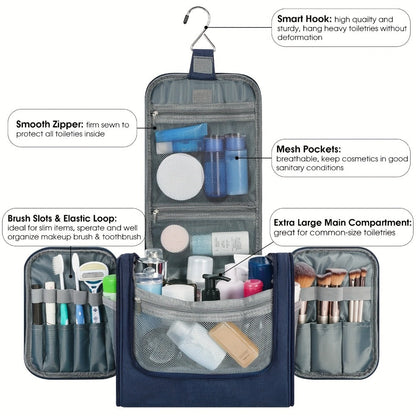 Toiletry Bag Hanging Multi-Pocket Shower Organizer with Metal Hook, Carry Handle and Seven Print Options