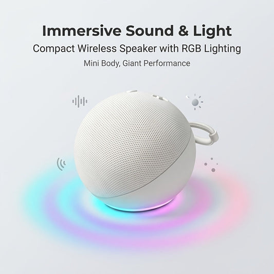 Portable Bluetooth Speaker Spherical Model with RGB, TWS, Subwoofer, 360° Listing and Included Base