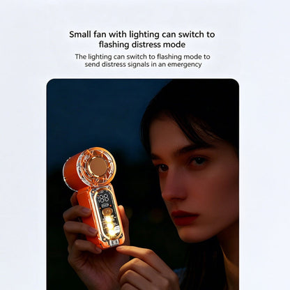 Mini Handheld Pocket Fan 2 Pack 22000RPM Brushless Motor 100 Speed Digital Display Type-C Fast Charge LED SOS Mode Quiet for Outdoor Camping Travel Office Orange Purple Blue