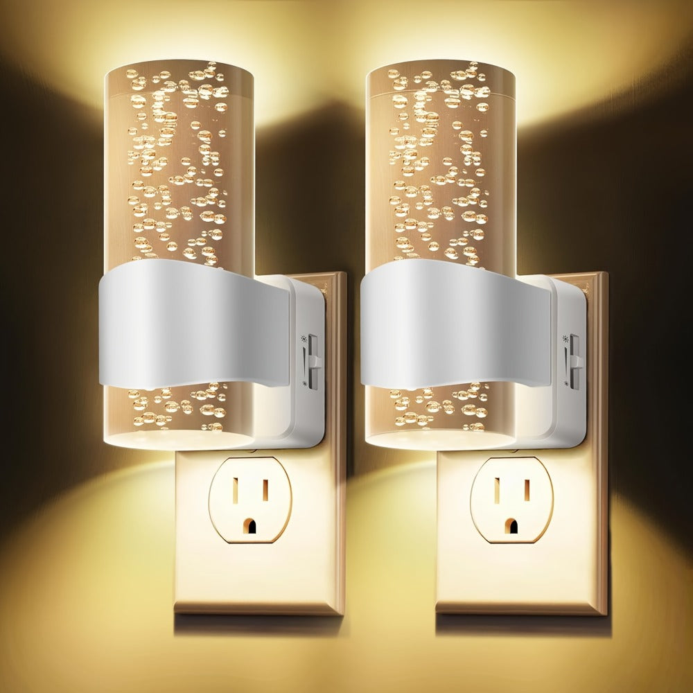LED Night Light Plug In Wall 2 Pack – 3000K Warm White Dimmable Night Lights with Auto Light Sensor for Hallway Bedroom Bathroom Stairway – Modern Wall Plug Night Light