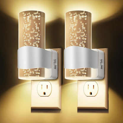 LED Night Light Plug In Wall 2 Pack – 3000K Warm White Dimmable Night Lights with Auto Light Sensor for Hallway Bedroom Bathroom Stairway – Modern Wall Plug Night Light