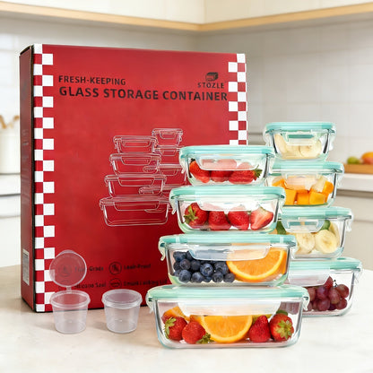 Food Storage Container 16-Piece Glass Set with Eight Containers, Vented Lids and Silicone Sealing Rings