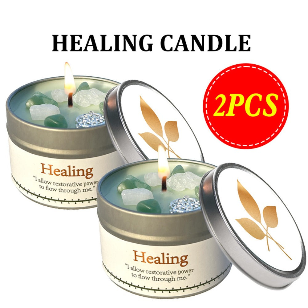 Crystal-Style Tin Candle with Eleven Intention Labels and One- or Two-Piece Checkout Options