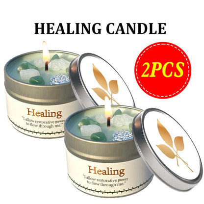 Crystal-Style Tin Candle with Eleven Intention Labels and One- or Two-Piece Checkout Options