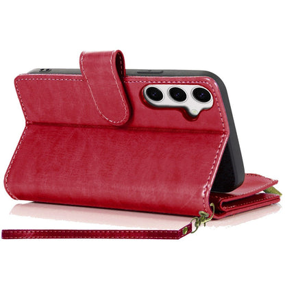 Phone Case Faux Leather Folio Wallet with Card Slots, ID Window and Zipper Pocket for Samsung Galaxy S25 FE