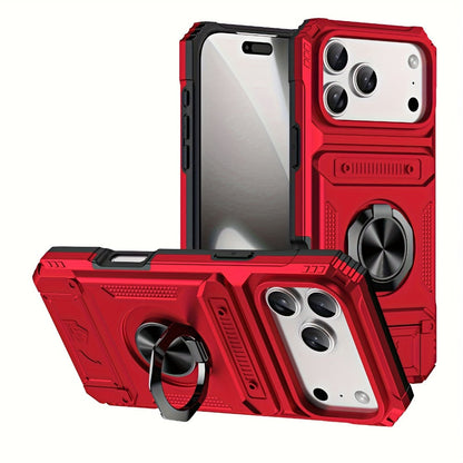 Wallet-Style iPhone Case with Card Slot, Ring Holder and Kickstand in 125 Model and Color Options