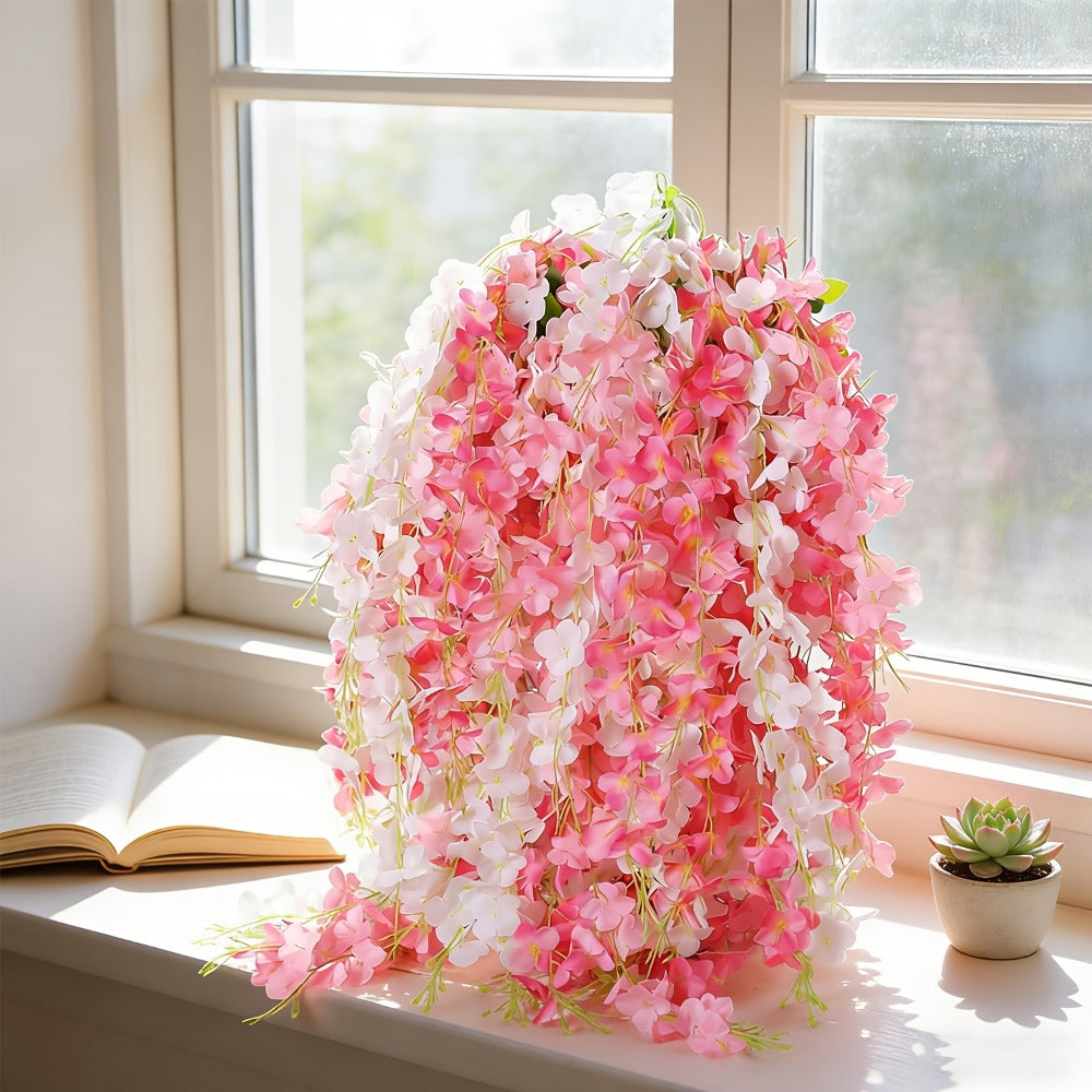 Artificial Flowers 24-Pack Wisteria Vine Garland with 3.6FT Silk Strands in Five Color Options