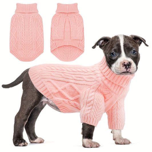 Dog Sweater Turtleneck Warm Knit Pullover with Soft Long Sleeves for Small Medium Breeds, All-Season Machine Washable Pet Sweater for Chihuahuas Bulldogs Dachshunds, Sizes XS S M L XL, Pink Violet Light Purple Light Green Greenish Yellow