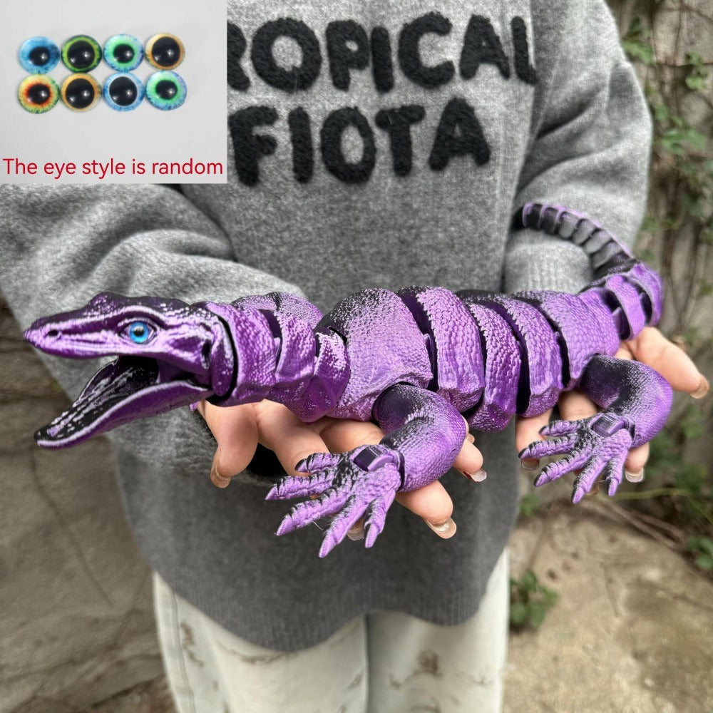 Giant 3D-Printed Lizard Figurine, 21.46-Inch Three-Part Reptile Model with Open Mouth in Seven Color Styles