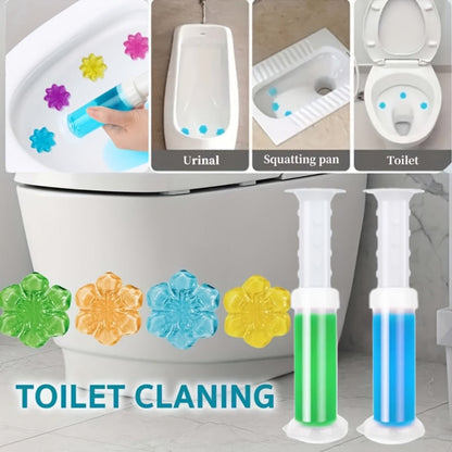 Flower Gel Toilet Stamp Cleaner with Dispenser in Six Scent Labels and 4- or 8-Piece Checkout Packs