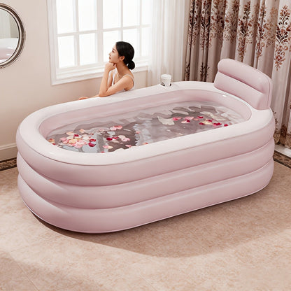 Inflatable Bathtub | Portable Foldable Adult Soaking Tub Backrest Home