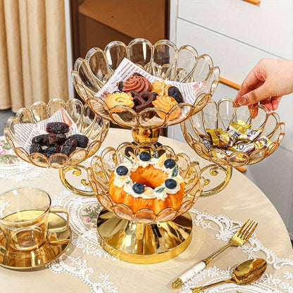 Five-Tier Rotating Fruit Plate Set with Round Multi-Layer Bowls for Snacks, Candy or Dessert Display