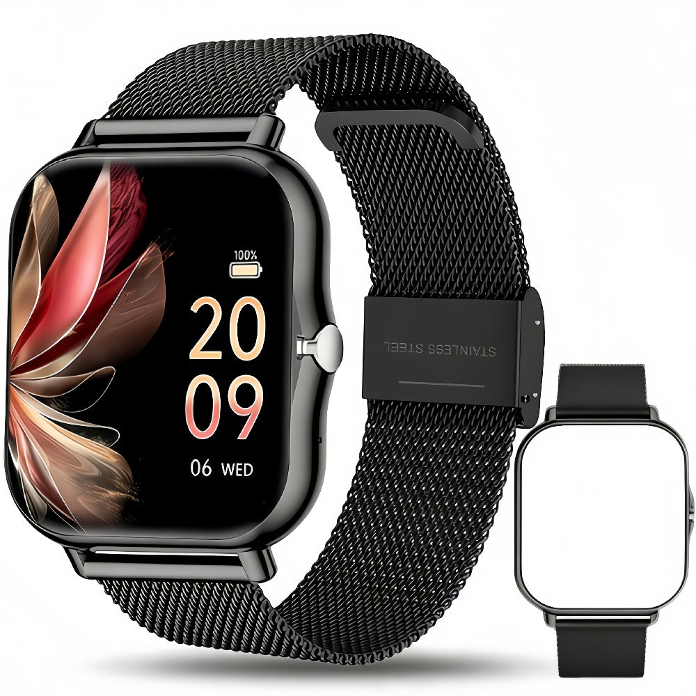 Calling Smartwatch for Men Women Heart Rate Monitor Sleep Tracker Multiple Sport Modes Music Control Weather IP67 Waterproof Magnetic Charging Android iPhone Compatible – Black Pink Silver Gold
