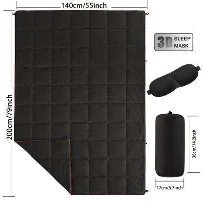 Quilted Camping Blanket in Nine Printed or Solid Designs, Each with Displayed 55 x 79-Inch Size and Roll Bag
