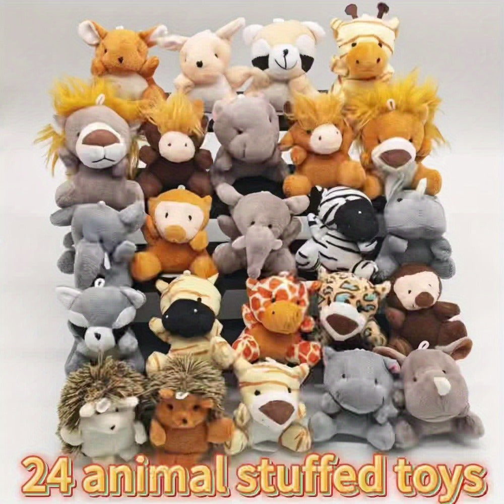 Stuffed Animal Mini Forest Animal Set with 12- or 24-Piece Pack Options for Party Favors and Prizes